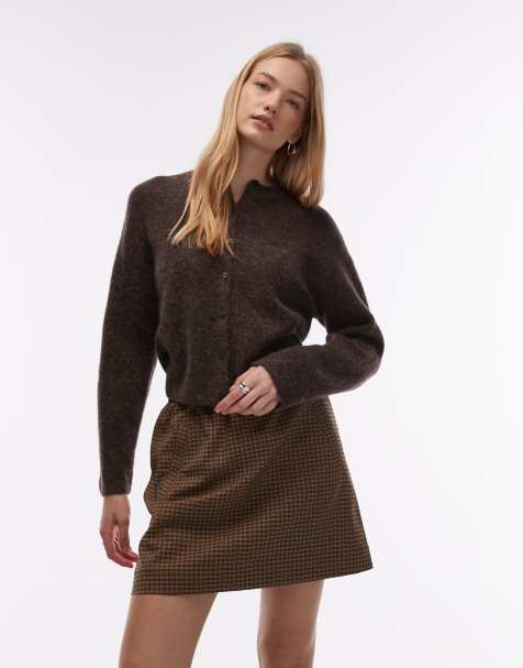 & Other Stories alpaca and wool cardigan with button front in dark brown - view 1