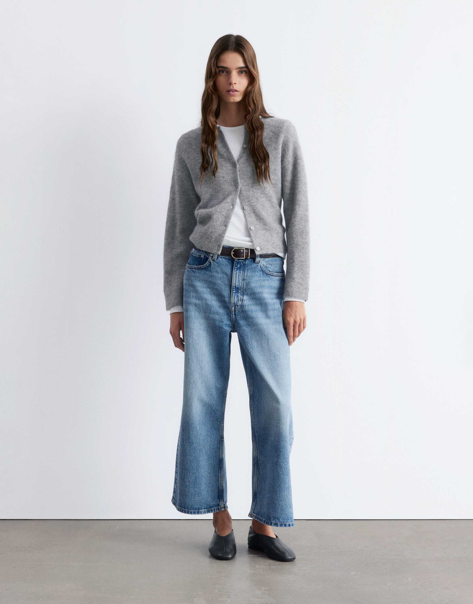 & other stories alpaca and wool cardigan with button front in gray