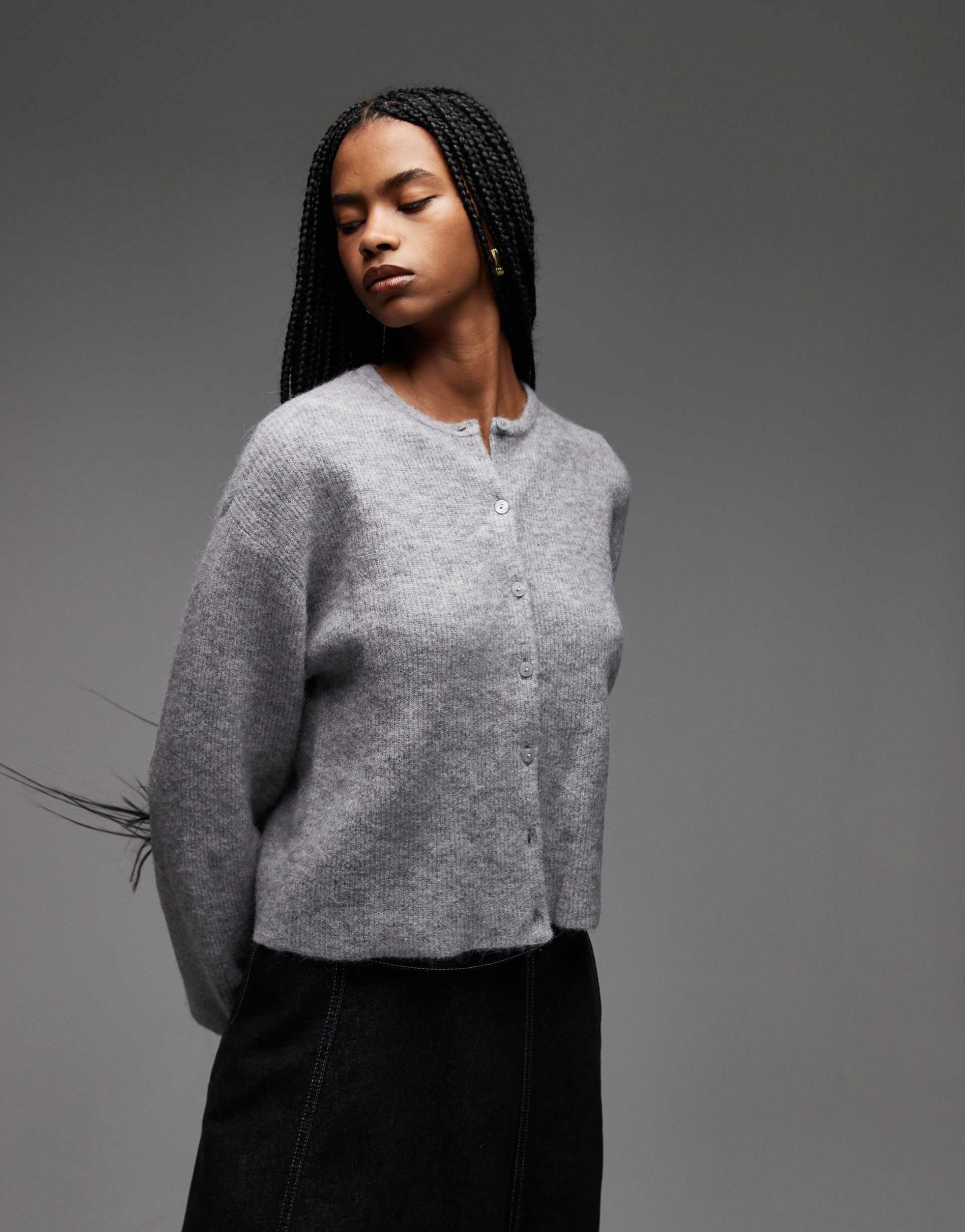 & other stories alpaca and wool cardigan with button front in gray