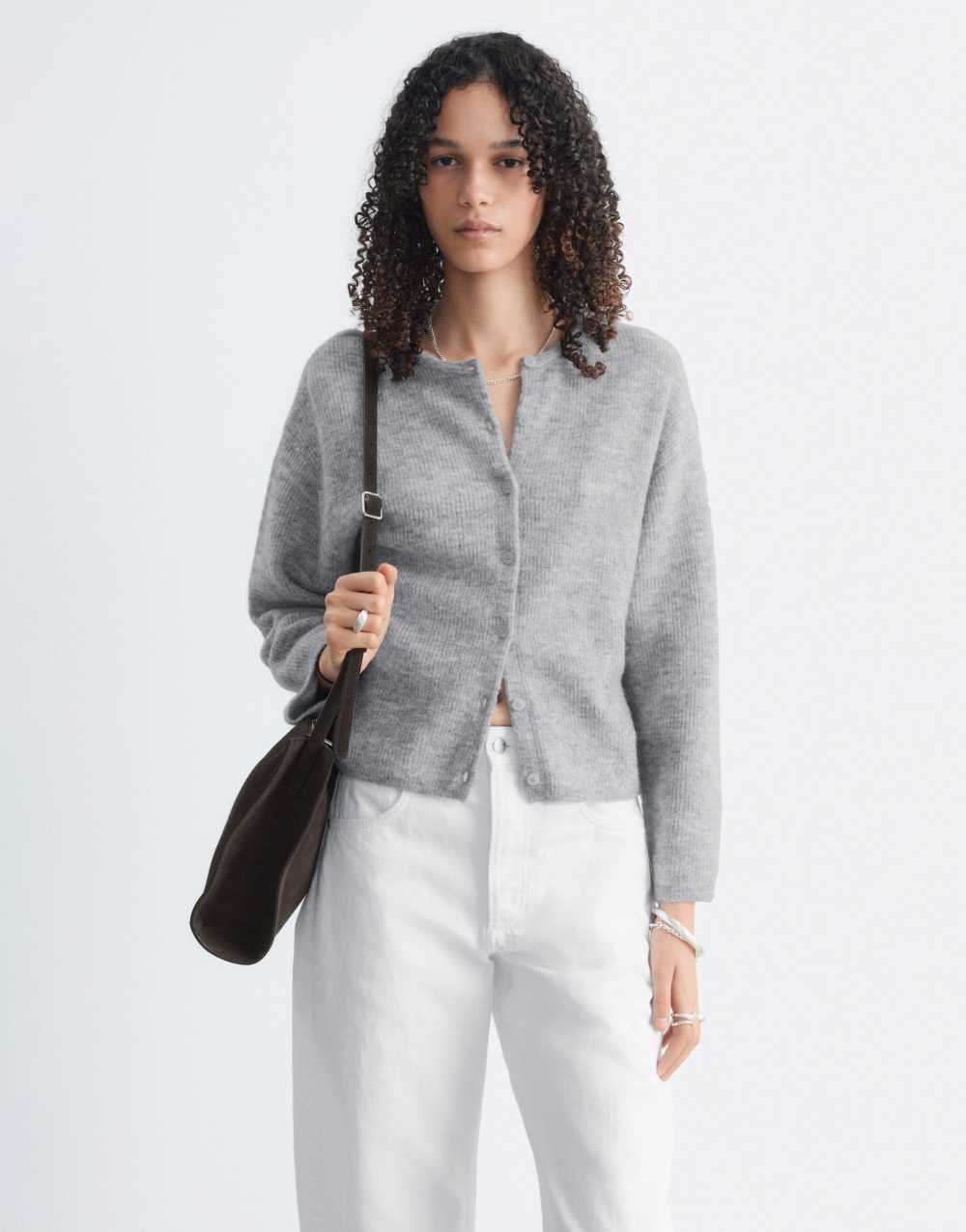 & Other Stories alpaca and wool cardigan with button front in grey
