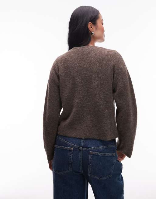 & Other Stories alpaca and wool cardigan with button front in mocha brown, 2 of 4