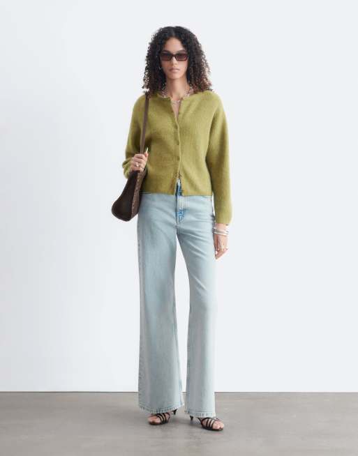 & Other Stories alpaca and wool cardigan with button front in olive green , 2 of 4