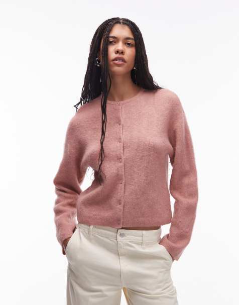 & Other Stories alpaca and wool cardigan with button front in vintage pink - view 1