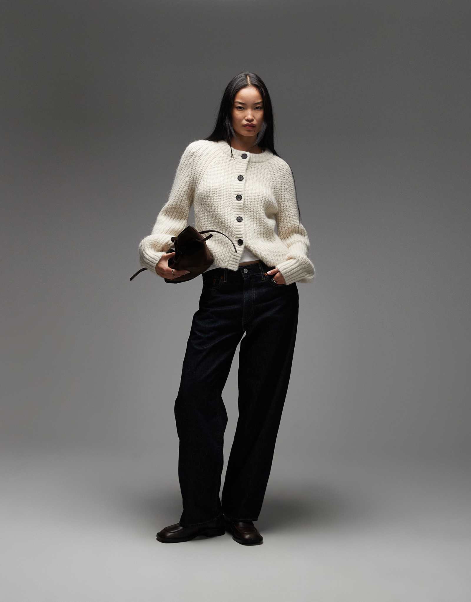 &Amp;Other Stories кардиган плотной вязки из альпаки и шерсти кремового цвета с рукавами-шарами