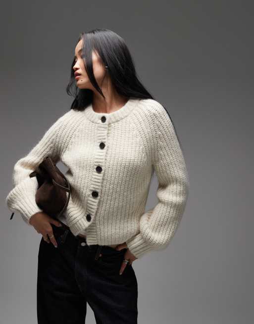 Other Stories alpaca and wool chunky knit cardigan with balloon