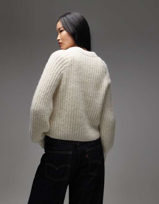 Other Stories alpaca and wool chunky knit cardigan with balloon