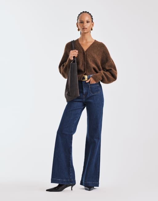 & Other Stories alpaca and wool hairy knit short cardigan in brown, 2 of 4