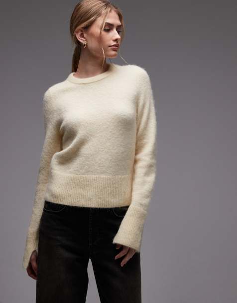 & Other Stories alpaca blend and wool crew neck knitted sweater in butter yellow - view 1