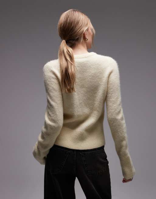 & Other Stories alpaca blend and wool crew neck knitted sweater in butter yellow, 4 of 4