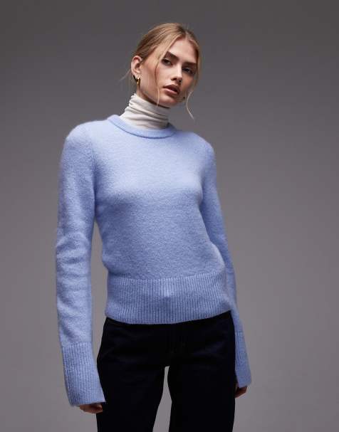 & Other Stories alpaca blend and wool crew neck knitted sweater in light blue