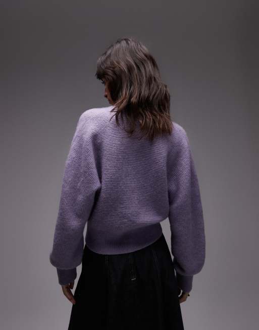 & Other Stories alpaca blend balloon sleeve knit cardigan in lilac, 2 of 4