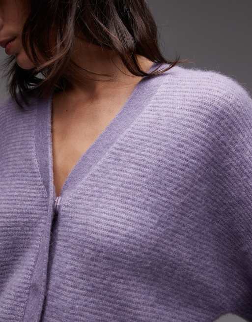 & Other Stories alpaca blend balloon sleeve knit cardigan in lilac, 3 of 4