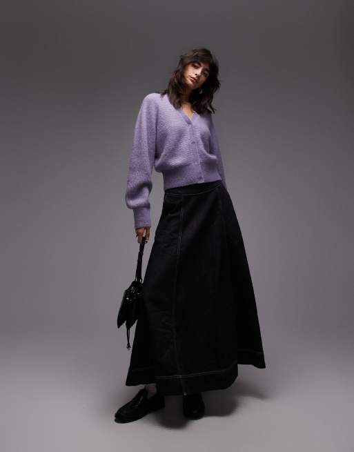 & Other Stories alpaca blend balloon sleeve knit cardigan in lilac, 4 of 4