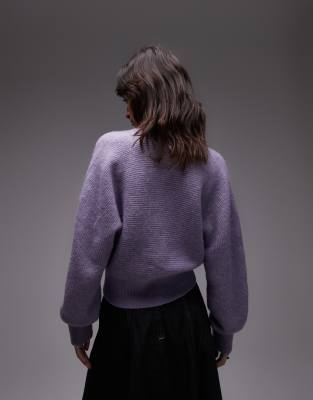 & Other Stories Alpaca Blend Balloon Sleeves Knit Cardigan In Purple