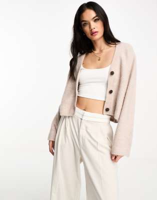  Other Stories mock neck sweater in beige melange