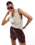 [Other Stories] & Other Stories alpaca blend chunky loose knit tank top in beige melange-Neutral XS Beige melange