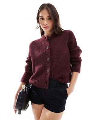 & Other Stories & Other Stories alpaca blend textured knit cardigan in burgundy