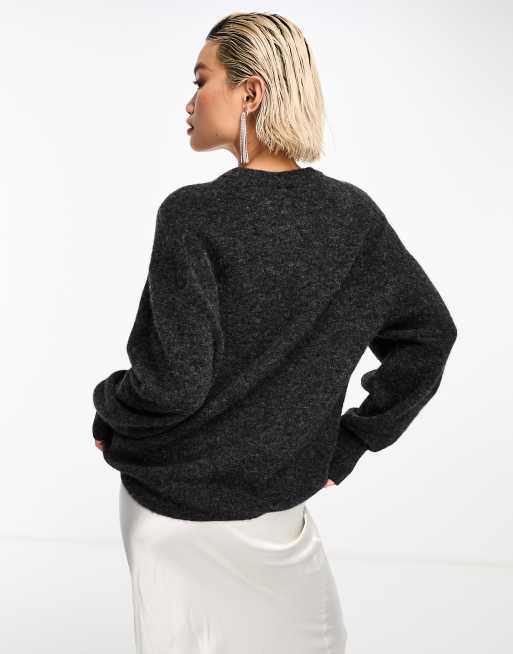 Other Stories alpaca relaxed jumper in dark grey melange ASOS