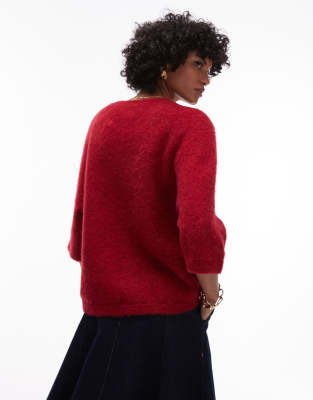 & Other Stories Alpaca Short Sleeve Knit Sweater In Red