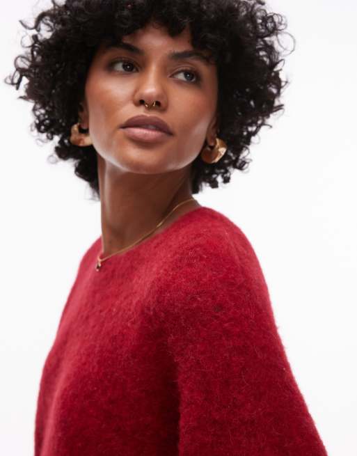 & Other Stories alpaca short sleeve knitted jumper in red