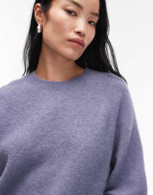 & Other Stories alpaca short sleeve knit sweater in blue melange