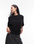 [Other Stories] & Other Stories alpaca short sleeve knitted jumper in black exclusive to ASOS XS BLACK