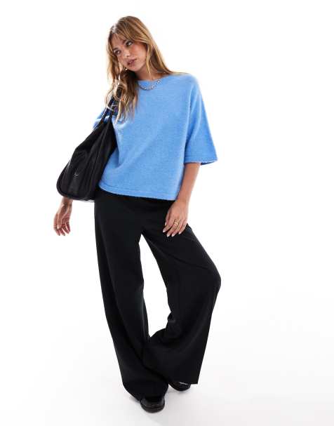 & Other Stories alpaca short sleeve knitted jumper in blue - view 1