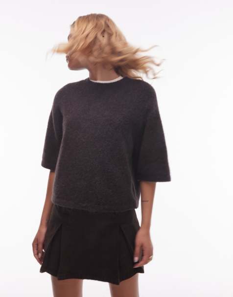 & Other Stories alpaca short sleeve knitted jumper in brown - view 1