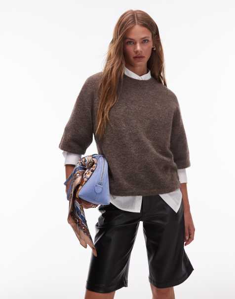 & Other Stories alpaca short sleeve knitted jumper in mole brown - view 1