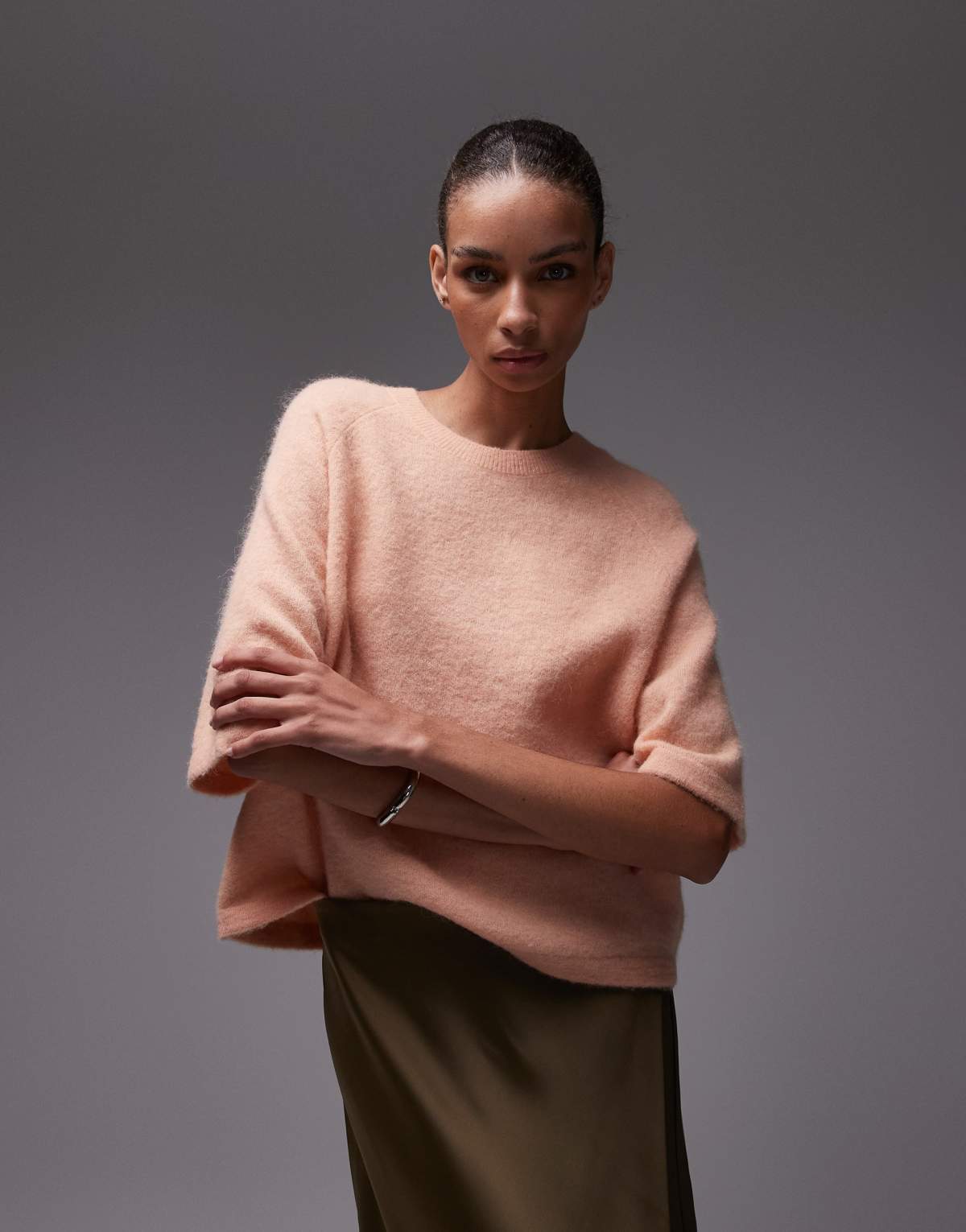 & Other Stories alpaca short sleeve knitted jumper in orange