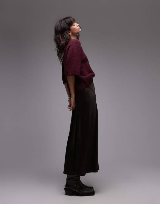 & Other Stories alpaca short sleeve knitted sweater in burgundy exclusive to ASOS