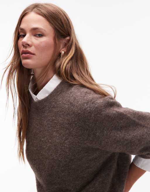 & Other Stories alpaca short sleeve knitted sweater in light brown