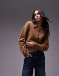 [Other Stories] & Other Stories alpaca wool blend cardigan with collar in brown L BROWN