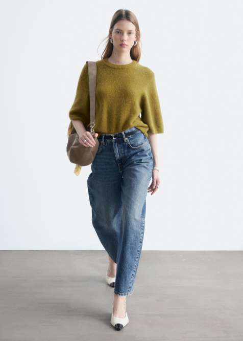 & Other Stories alpaca wool mix t-shirt in green - view 1