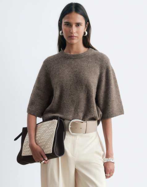 & Other Stories alpaca wool mix t-shirt in light brown - view 1