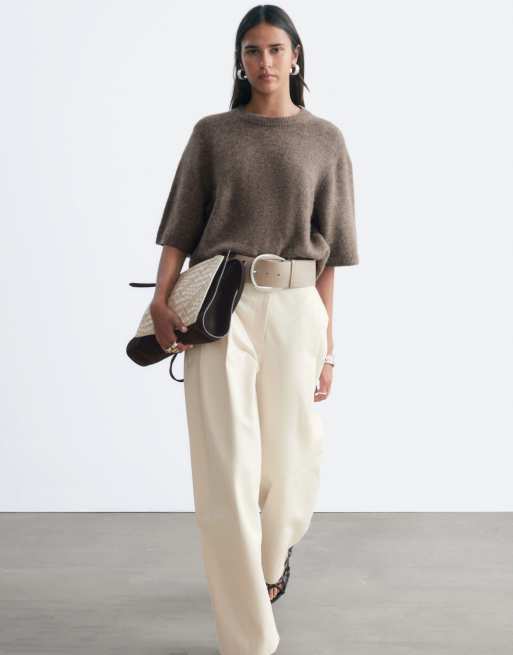 & Other Stories alpaca wool mix t-shirt in light brown, 2 of 4