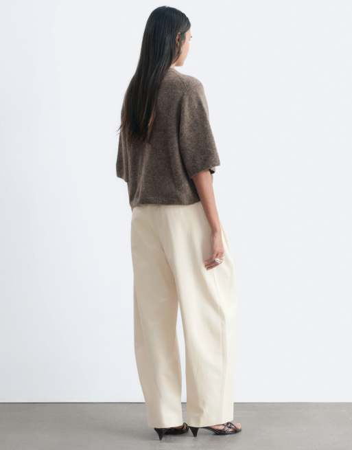 & Other Stories alpaca wool mix t-shirt in light brown, 3 of 4