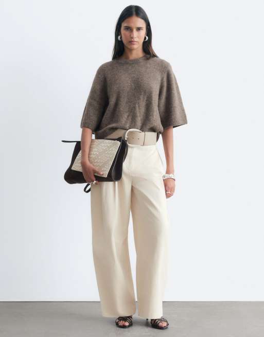 & Other Stories alpaca wool mix t-shirt in light brown, 4 of 4
