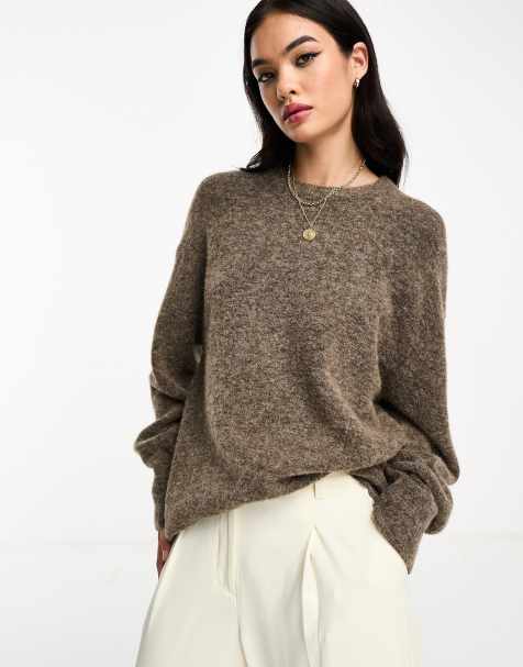& Other Stories alpaca wool relaxed jumper in brown melange - view 1