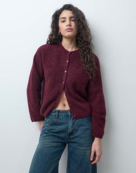 & Other Stories alpakka- og uldcardigan med knapper foran i bordeaux - view 1
