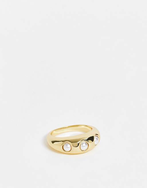 & Other Stories - Anello spesso color oro con perle sintetiche incastonate
