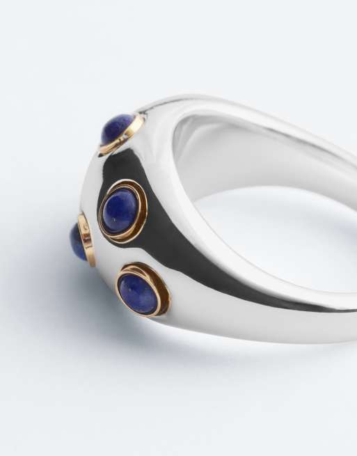& Other Stories anillo grueso con puntos turquesa en plata, 2 de 3