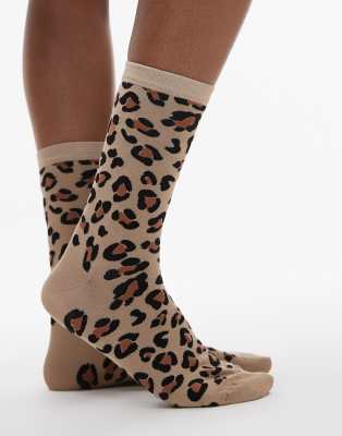 & Other Stories & Other Stories ankle socks in brown leopard print