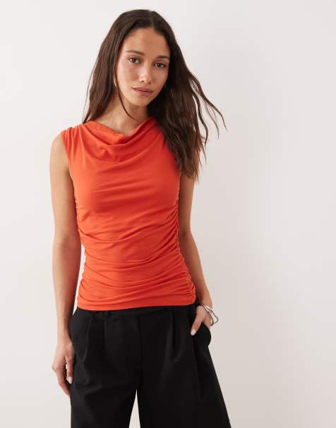 & Other Stories – Ärmelloses, drapiertes Oberteil aus reiner Baumwolle in Rot - view 1