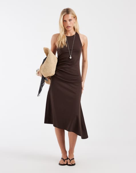 & Other Stories – Ärmelloses Kleid aus Jersey in Dunkelbraun mit geraffter Taille - view 1