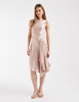 & Other Stories - Ärmelloses Kleid in Gipsrosa mit asymmetrischem Saum