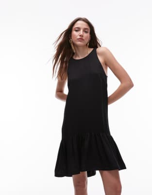 & Other Stories - Ärmelloses Minikleid in Schwarz mit tiefer Taille