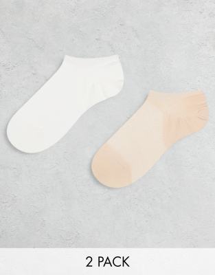  Other Stories Arod pack of 2 cotton socks in white and beige