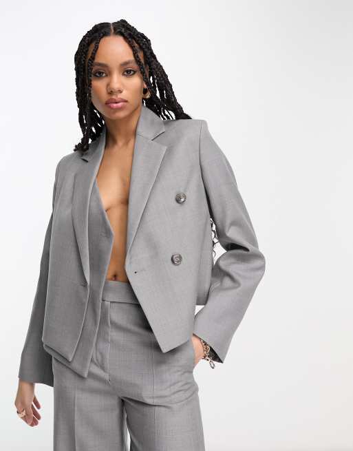 & Other Stories asymmetric blazer in gray - part of a three-piece set
