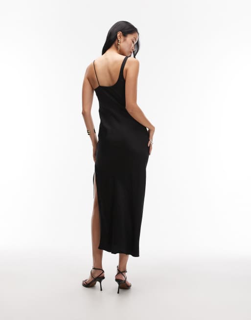 Other Stories asymmetric cowl neck midi dress in black ASOS